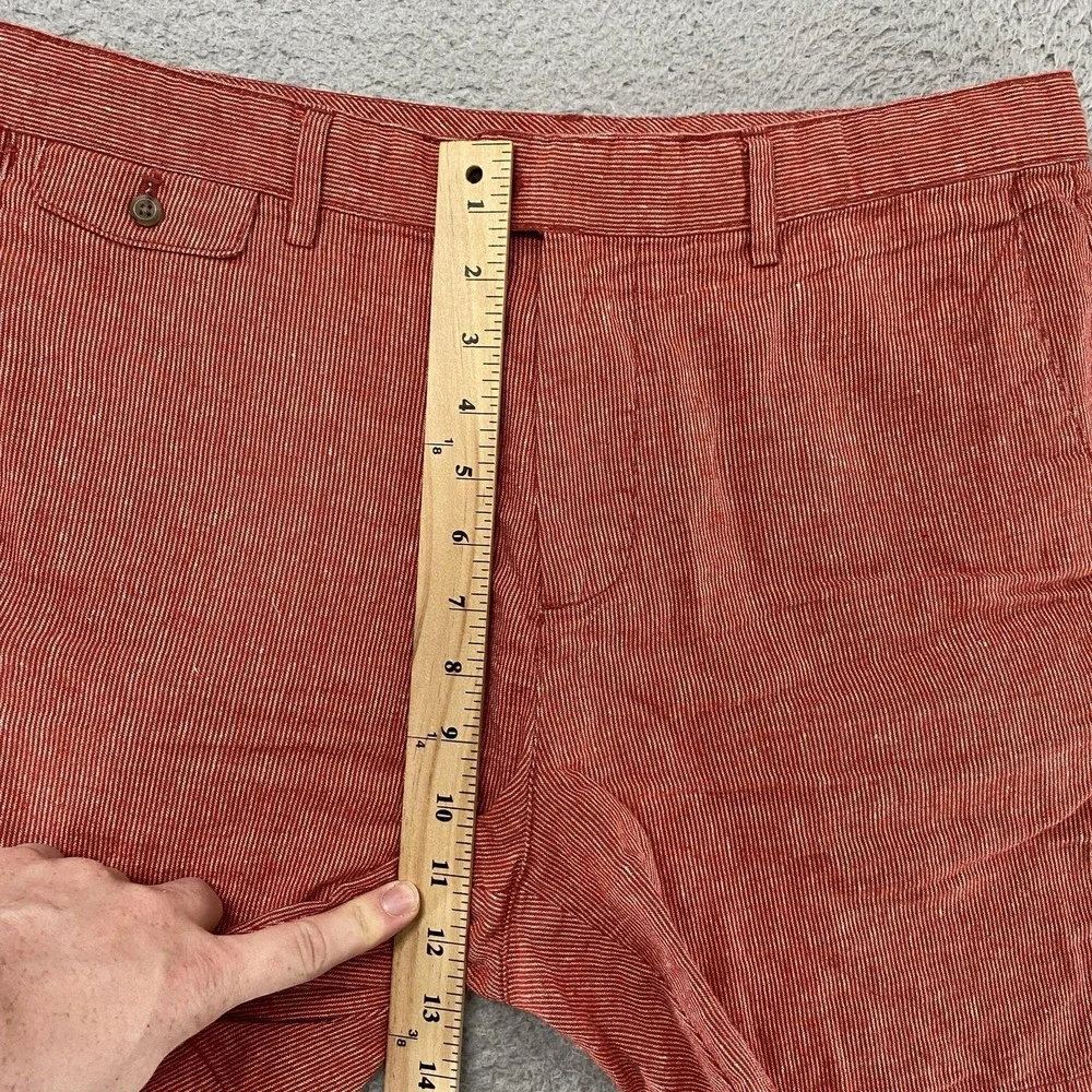 Banana Republic Linen Shorts Mens 32 Red Stripe Chino 7 Inch Summer Beach